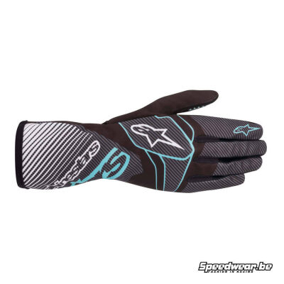 Alpinestars Tech 1-K Race S V2 kinder karthandschoen - Zwart Turquoise