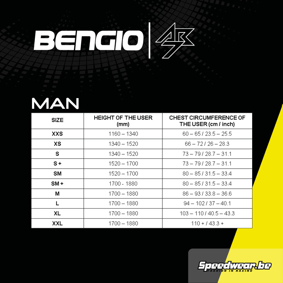 Bengio-AB73 Maattabel Man